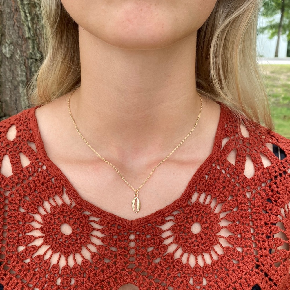 Handmade Gold Charm Seashell Necklace